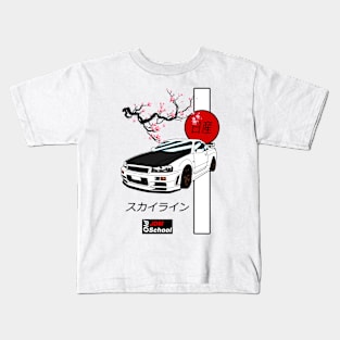 JDM R34 Red Sun Edition Kids T-Shirt